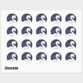 Navy girly elegante mooie zwaan baby shower ronde sticker (Vel)