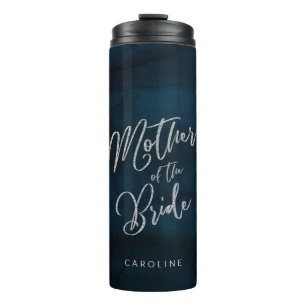Navy Glans Donkerblauw Monogram Moeder van de Brui Thermosbeker