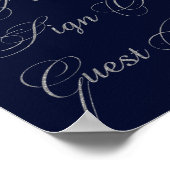Navy Glitter Gelieve ons gastenboek te ondertekene Poster (Hoek)