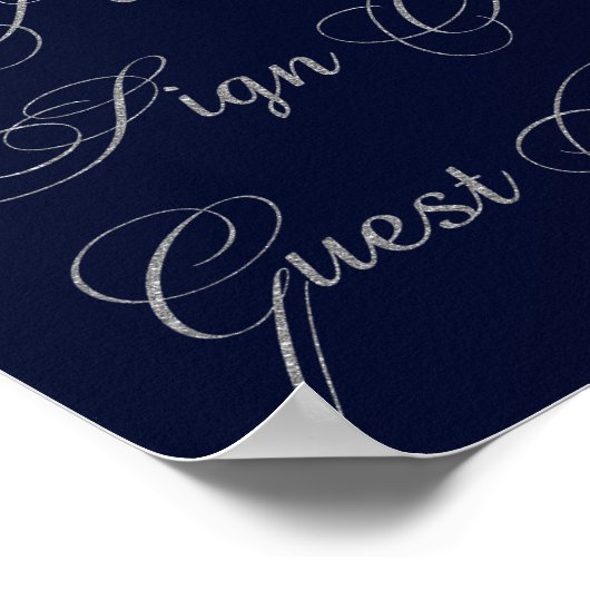 Navy Glitter Gelieve ons gastenboek te ondertekene Poster (Hoek)