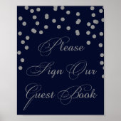 Navy Glitter Gelieve ons gastenboek te ondertekene Poster (Voorkant)