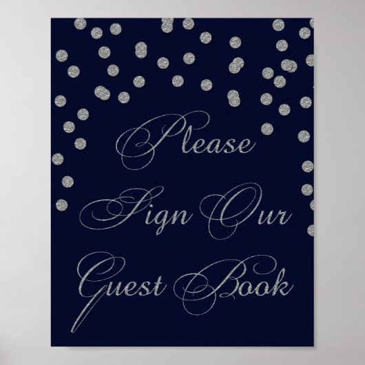 Navy Glitter Gelieve ons gastenboek te ondertekene Poster (Voorkant)