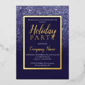 Navy glitter goud bedrijf Kerst Folie Uitnodiging (Voorkant)
