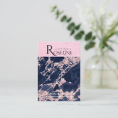Navy Glitter Roze Marmer Sieraden Display Visitekaartje (Staand voorkant)