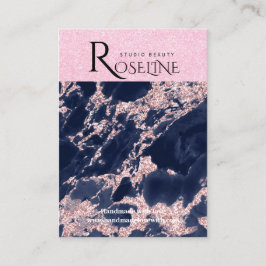 Navy Glitter Roze Marmer Sieraden Display Visitekaartje