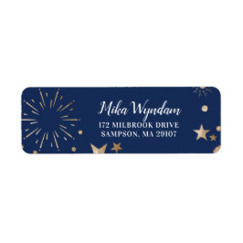 Navy Glitter Stars en Fireworks Return Address Etiket