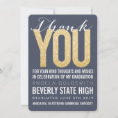 Navy Glitter Typography Afstuderen - Hartelijk dan Bedankkaart (Voorkant)