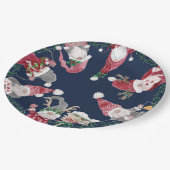 Navy Gnomes Red Grey Christmas Waterverf Foliage Papieren Bordje