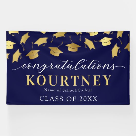 Navy & Gold 2025 Afstuderen Banner (Horizontaal)