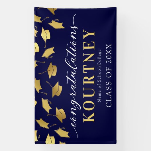 Navy & Gold 2025 Afstuderen Banner (Verticaal)