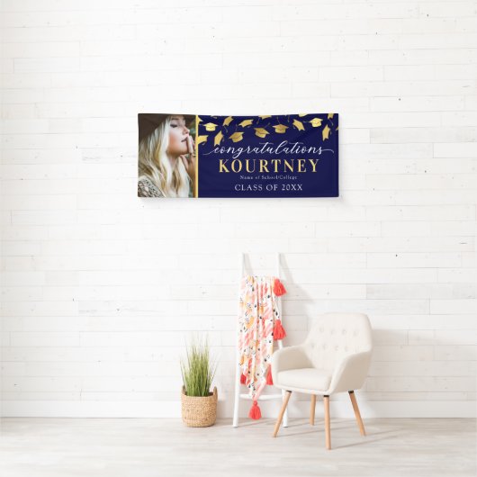 Navy Gold 2025 Afstuderen fotobanner Spandoek (Insitu)