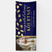 Navy Gold 2025 Afstuderen fotobanner Spandoek (Verticaal)