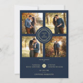 Navy Gold 4 Foto's Modern Collage Wedding Script (Voorkant)