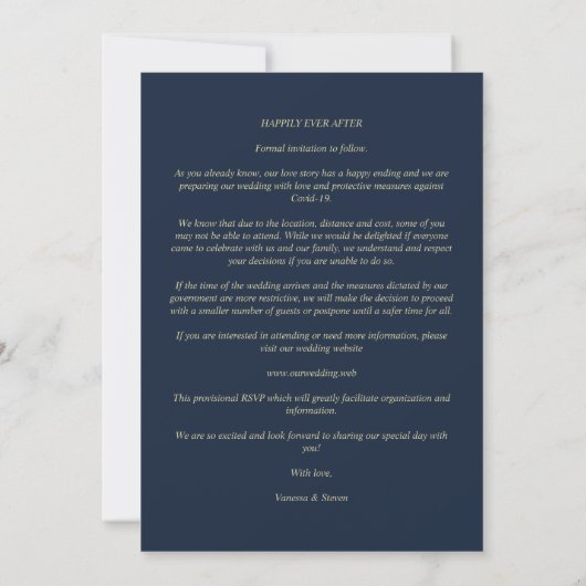Navy Gold 4 Foto's Modern Collage Wedding Script (Achterkant)