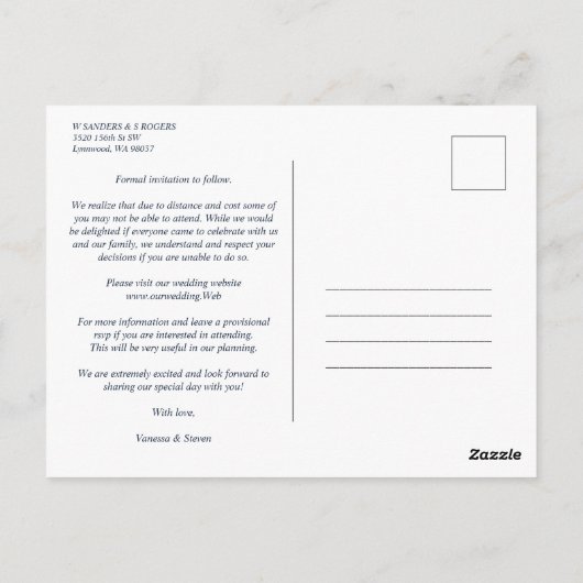 Navy Gold 4 Foto's Modern Collage Wedding Script Briefkaart (Achterkant)