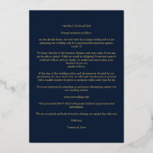 Navy Gold 4 Foto's Modern Collage Wedding Script Folie Uitnodiging (Achterkant)