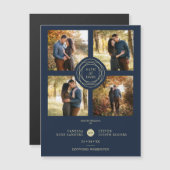 Navy Gold 4 Photos Modern Collage Wedding Script (Voorkant / Achterkant)