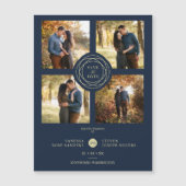 Navy Gold 4 Photos Modern Collage Wedding Script (Voorkant)