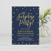 Navy & Gold | 50e Jubileum voor de bruiloft met ve Kaart (Staand voorkant)