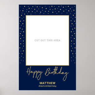 Navy & Gold Adult Birthday Photo Lijst Prop Poster