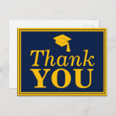Navy Gold Afstudeerder Pet Hartelijk dank Briefkaart (Voorkant / Achterkant)