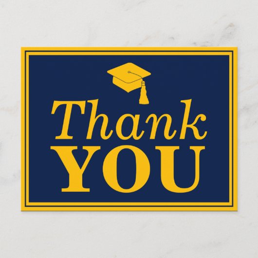 Navy Gold Afstudeerder Pet Hartelijk dank Briefkaart (Voorkant)