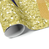 Navy & Gold Afstuderen Faux Glitter Cadeaupapier (Rol Hoek)