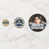 Navy & Gold Afstuderen foto gepersonaliseerde part Confetti (Voorkanten)