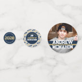 Navy & Gold Afstuderen foto gepersonaliseerde part Confetti (Achterkanten)