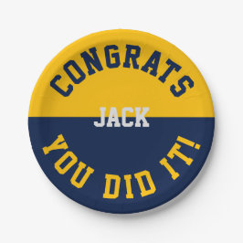 Navy & Gold Afstuderen Gefeliciteerd - je hebt het Papieren Bordje