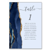 Navy Gold Agaat Bord Blauw Bruiloft Kaart (Achterkant)