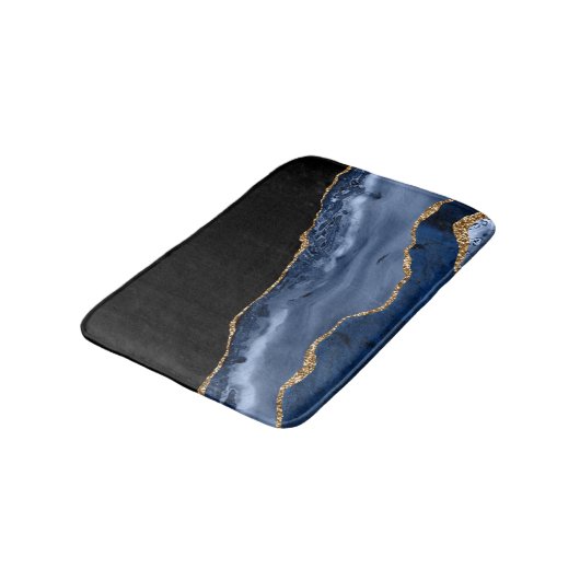Navy & Gold Agate Bath Mat (Gekanteld)