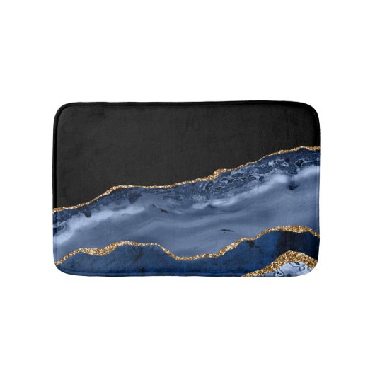 Navy & Gold Agate Bath Mat (Voorkant)