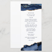 Navy Gold Agate Geode Marble Wedding Menu (Voorkant / Achterkant)