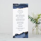 Navy Gold Agate Geode Marble Wedding Menu (Staand voorkant)