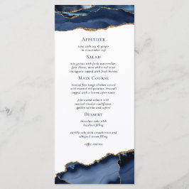 Navy Gold Agate Geode Marble Wedding Menu