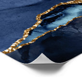Navy Gold Agate Geode Marble Wedding Poster (Hoek)
