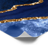 Navy Gold Agate Wedding 12 Tables Seating Chart Poster (Hoek)