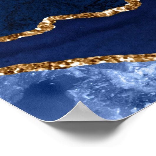 Navy Gold Agate Wedding 12 Tables Seating Chart Poster (Hoek)