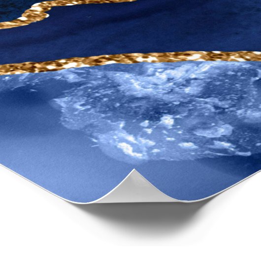 Navy Gold Agate Wedding 8 Tables Seating Chart Poster (Hoek)