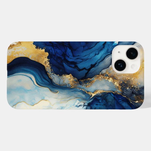 Navy Gold Alcohol Ink Waterverf Splash Wash Trend Case-Mate iPhone Case (Achterkant (horizontaal))
