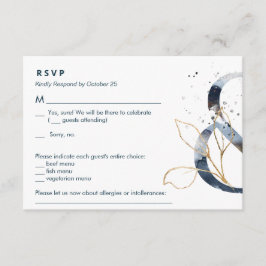 Navy Gold Ampersand Suite RSVP Informatiekaartje