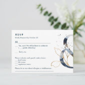 Navy Gold Ampersand Suite RSVP Informatiekaartje (Staand voorkant)