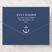 Navy Gold Anchor Nautical Wedding  All In One Uitnodiging (Achterzijde)