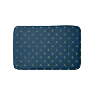 Navy Gold Anchor Pattern Badmat