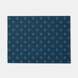 Navy Gold Anchor Pattern Deurmat