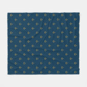 Navy Gold Anchor Pattern Fleece Deken (Voorkant (Horizontaal))