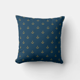 Navy Gold Anchor Pattern Kussen
