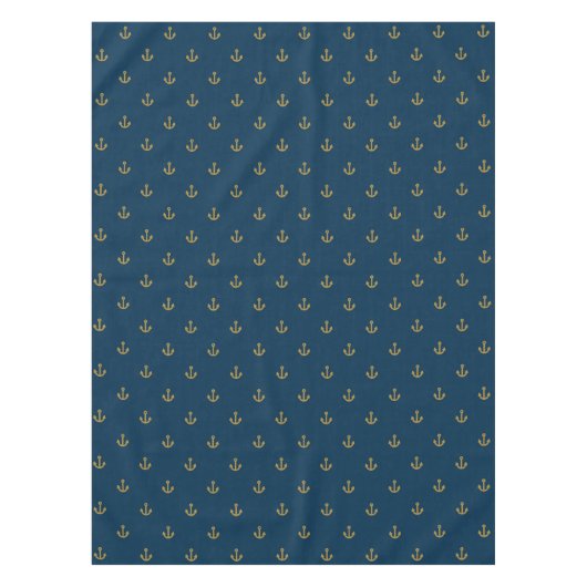 Navy Gold Anchor Pattern Tafelkleed (Voorkant)