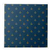 Navy Gold Anchor Pattern Tegeltje (Voorkant)